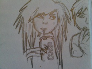 a drawing I did of 'scene hair' me. (oh god)