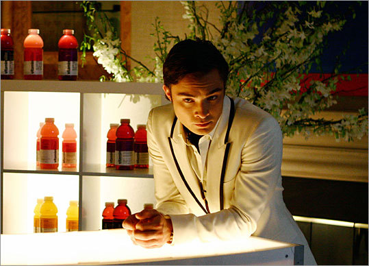 Chuck Bass and some Vitamin Water. Source www.boston.com